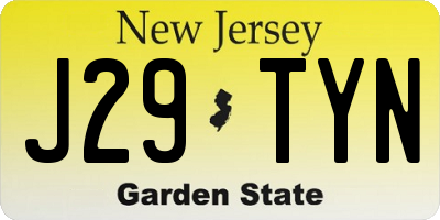 NJ license plate J29TYN