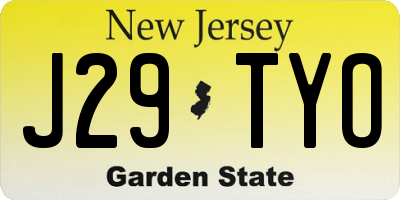 NJ license plate J29TYO