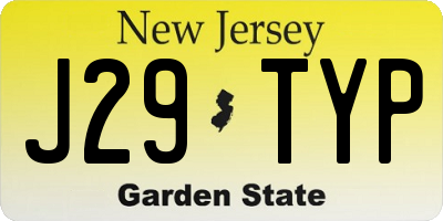 NJ license plate J29TYP