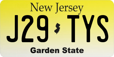 NJ license plate J29TYS