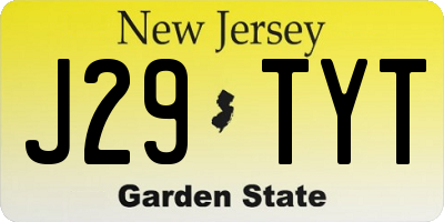 NJ license plate J29TYT