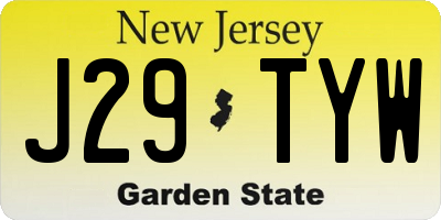 NJ license plate J29TYW
