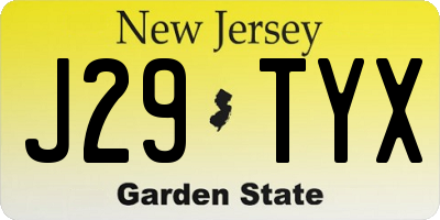NJ license plate J29TYX