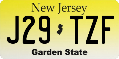 NJ license plate J29TZF