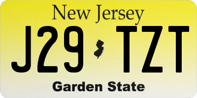 NJ license plate J29TZT