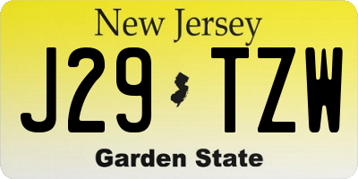 NJ license plate J29TZW