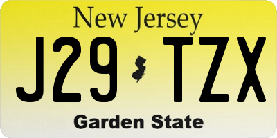 NJ license plate J29TZX