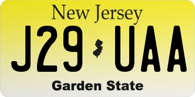 NJ license plate J29UAA