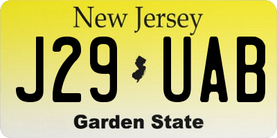 NJ license plate J29UAB
