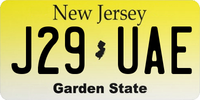 NJ license plate J29UAE