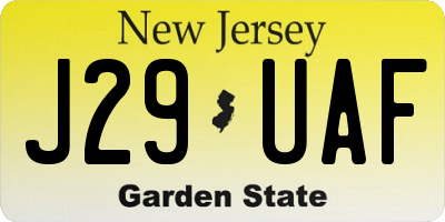 NJ license plate J29UAF