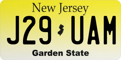 NJ license plate J29UAM