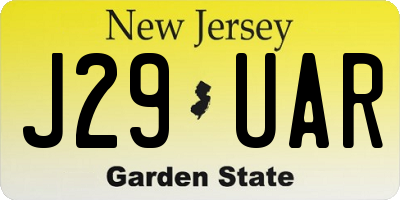 NJ license plate J29UAR