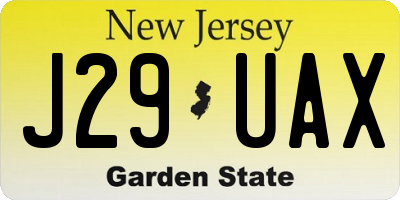 NJ license plate J29UAX