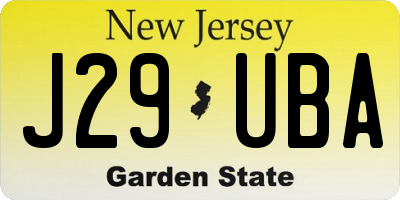 NJ license plate J29UBA