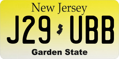 NJ license plate J29UBB