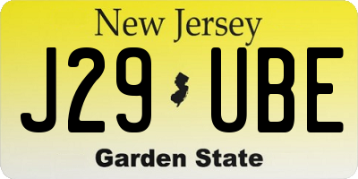 NJ license plate J29UBE