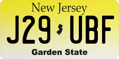 NJ license plate J29UBF