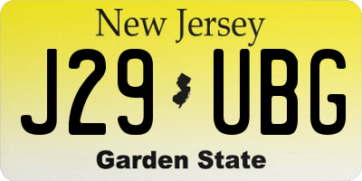 NJ license plate J29UBG