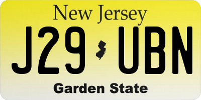 NJ license plate J29UBN