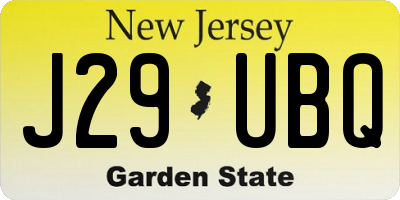 NJ license plate J29UBQ