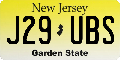 NJ license plate J29UBS
