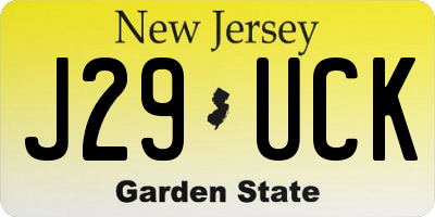 NJ license plate J29UCK