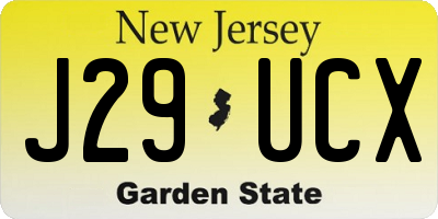 NJ license plate J29UCX