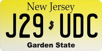 NJ license plate J29UDC