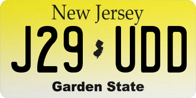 NJ license plate J29UDD
