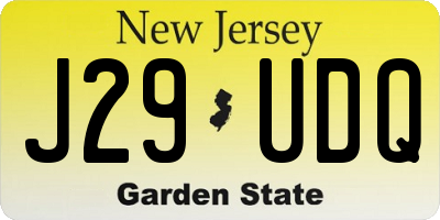 NJ license plate J29UDQ