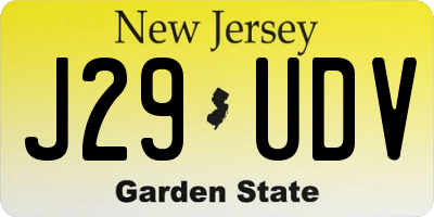 NJ license plate J29UDV