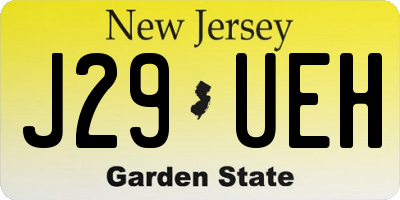 NJ license plate J29UEH