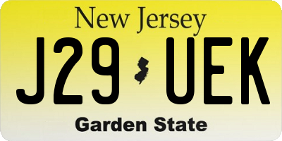 NJ license plate J29UEK