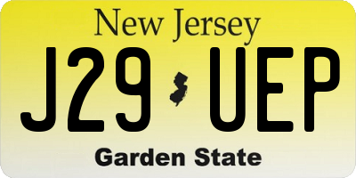 NJ license plate J29UEP