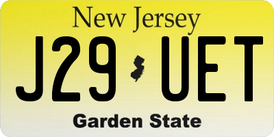 NJ license plate J29UET