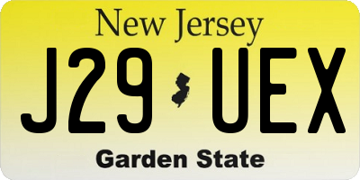 NJ license plate J29UEX