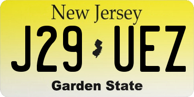 NJ license plate J29UEZ