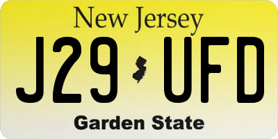 NJ license plate J29UFD