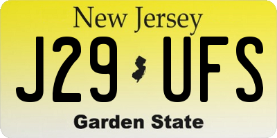 NJ license plate J29UFS
