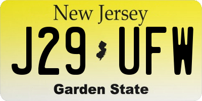 NJ license plate J29UFW
