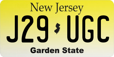 NJ license plate J29UGC