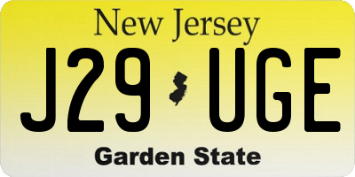 NJ license plate J29UGE