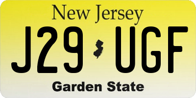 NJ license plate J29UGF
