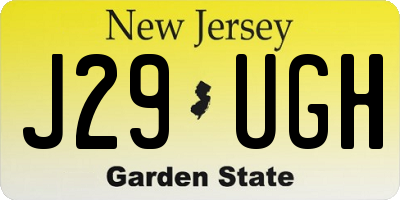 NJ license plate J29UGH