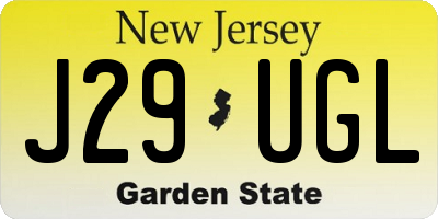 NJ license plate J29UGL