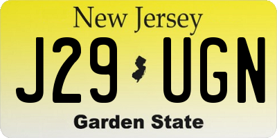 NJ license plate J29UGN