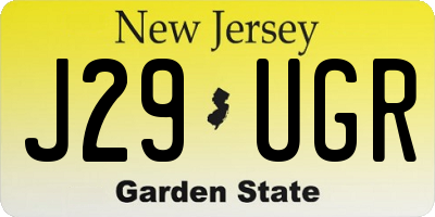NJ license plate J29UGR