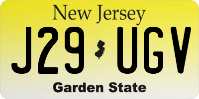 NJ license plate J29UGV