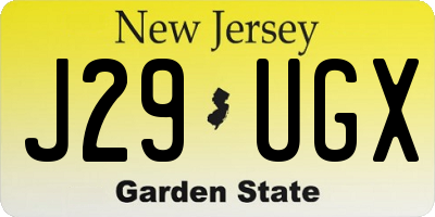 NJ license plate J29UGX